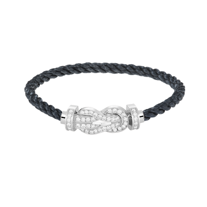 [KELA]LARGE 8-FIGURE BUCKLE FULL DIAMOND BRACELET -WHITE GOLD