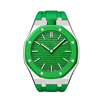 [KELA]OAK POP GREEN STEEL SILICONE STRAP
