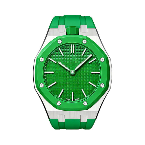 [KELA]OAK POP GREEN STEEL SILICONE STRAP