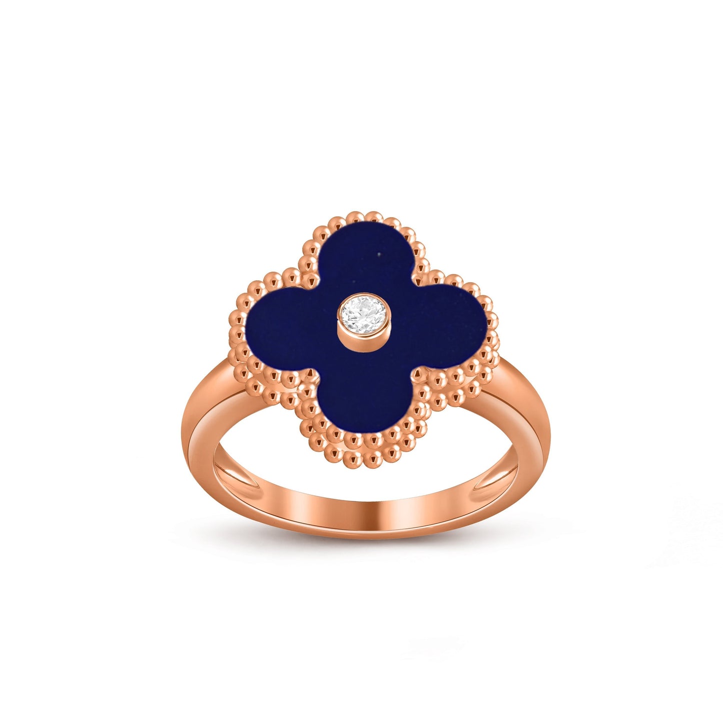 [KELA]LUCKY CLOVER DIAMOND-ACCENT ROSE GOLD RING COLLECTION