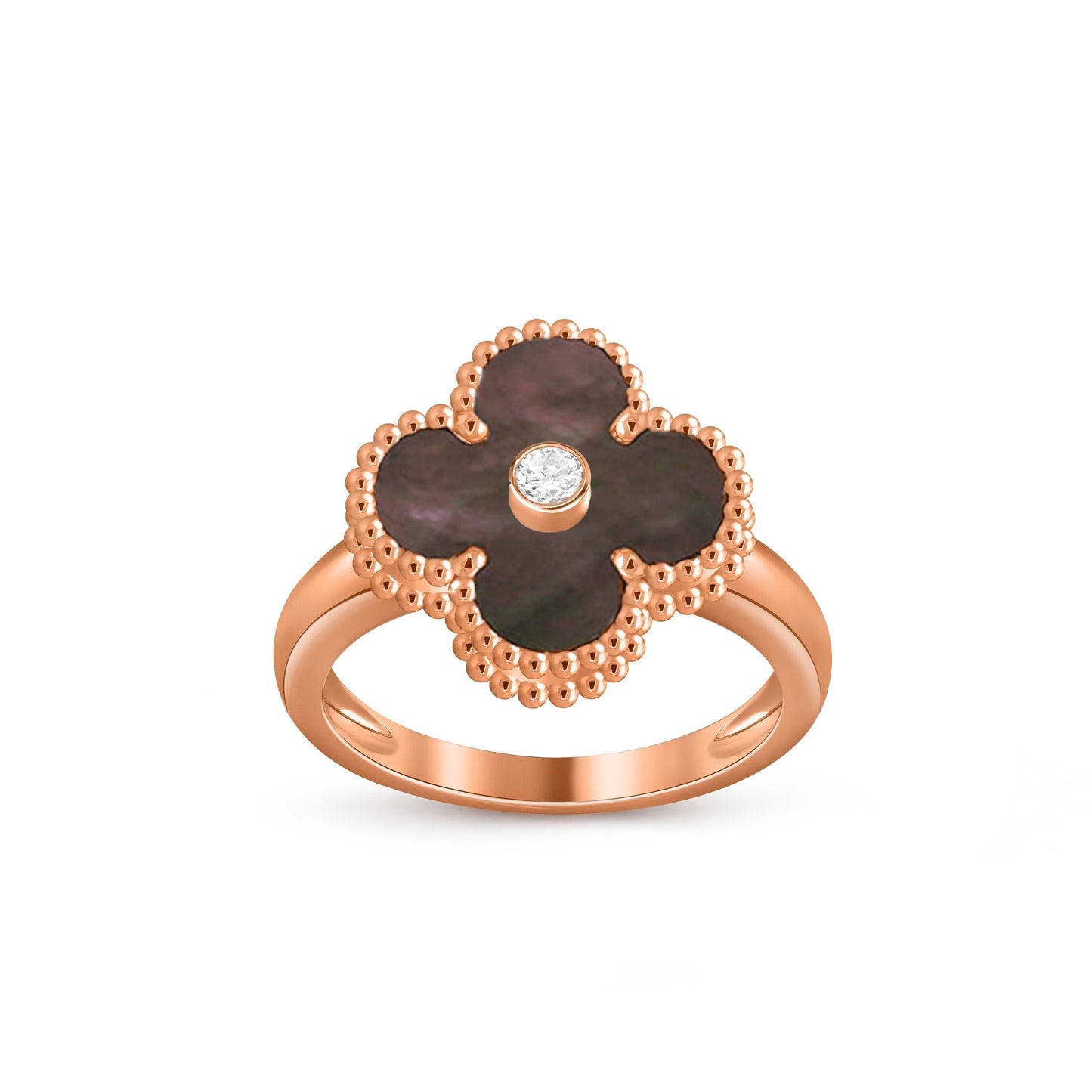 [KELA]LUCKY CLOVER DIAMOND-ACCENT ROSE GOLD RING COLLECTION