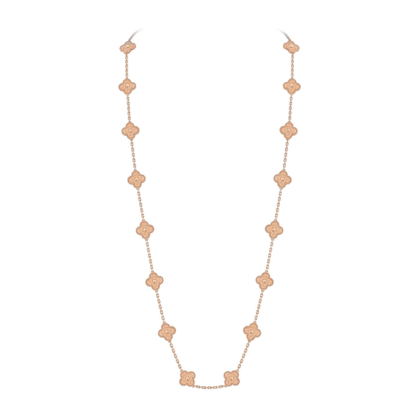 [KELA]CLASSIC 20-MOTIF LUCKY CLOVER LONG NECKLACE ROSE GOLD COLLECTION
