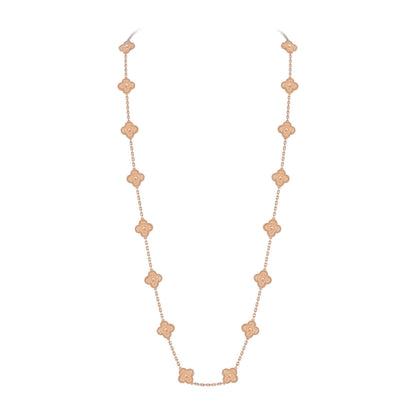 [KELA]CLASSIC 20-MOTIF LUCKY CLOVER LONG NECKLACE ROSE GOLD COLLECTION