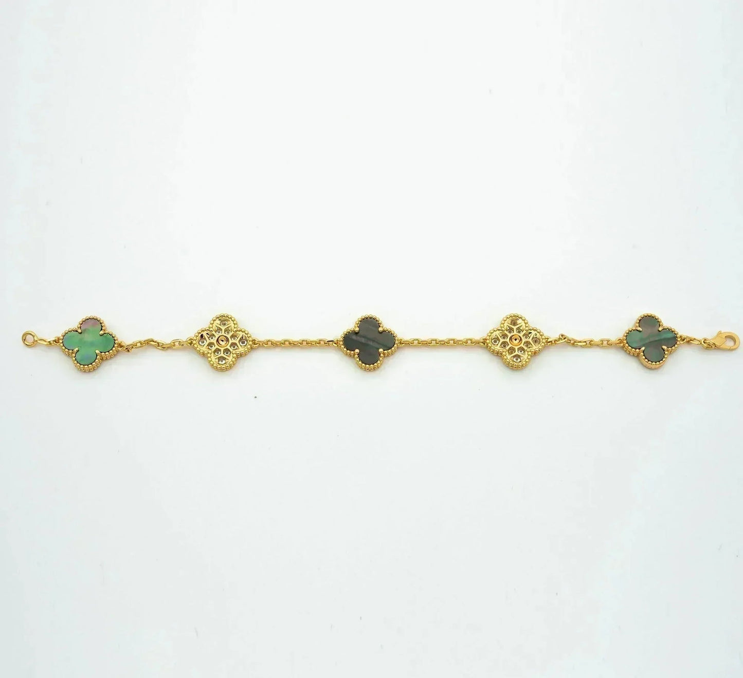 [KELA]LUCKY CLOVER 5-MOTIF BRACELET - GREY MOTHER-OF-PEARL COLLECTION