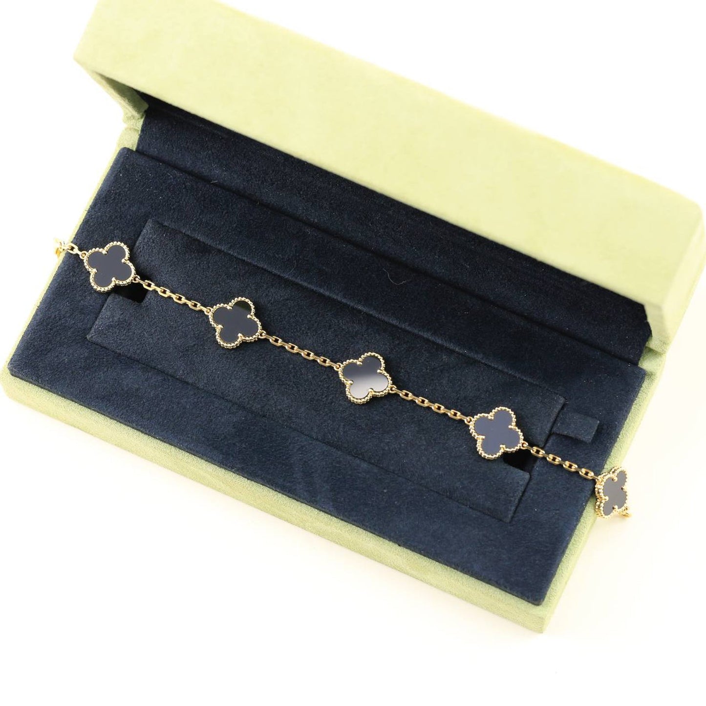 [KELA]LUCKY CLOVER 5-MOTIF BRACELET - BLACK OXNY COLLECTION