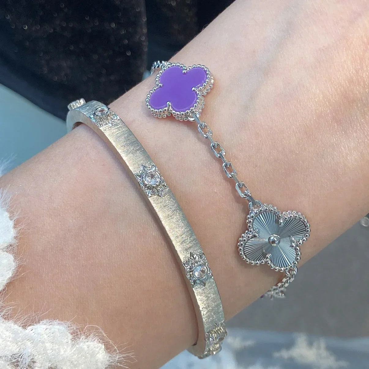 [KELA]LUCKY CLOVER 5-MOTIF BRACELET - VIOLET COLLECTION