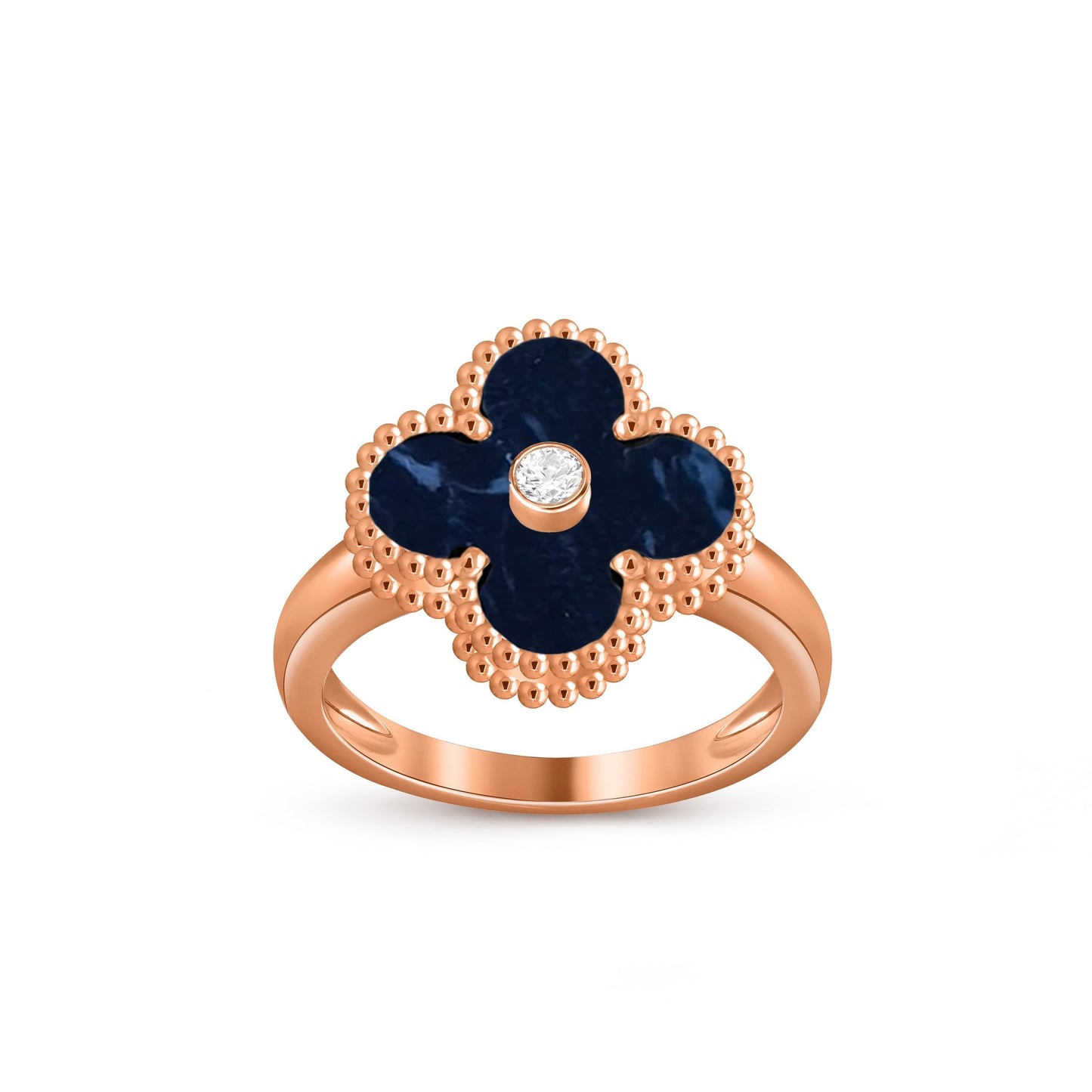 [KELA]LUCKY CLOVER DIAMOND-ACCENT ROSE GOLD RING COLLECTION