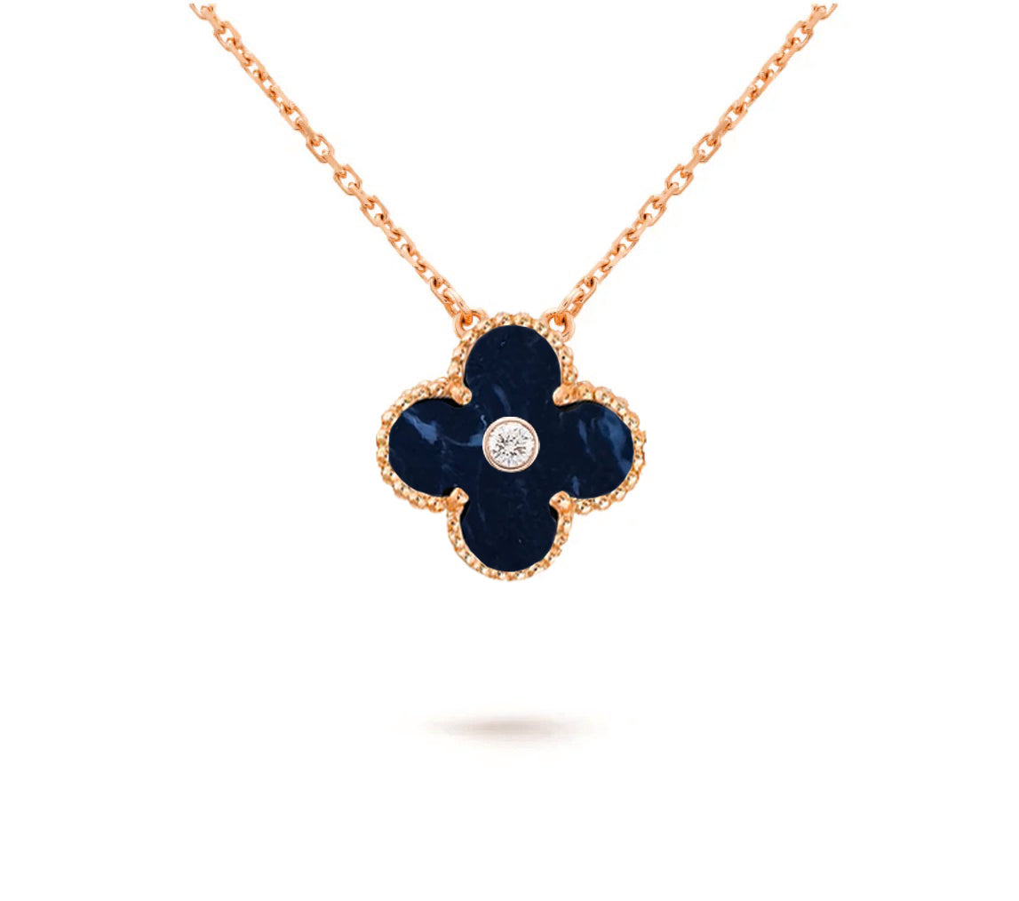 [KELA]15MM CLOVER FLOWER DIAMOND PENDANT NECKLACE COLLECTION
