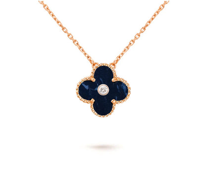 [KELA]15MM CLOVER FLOWER DIAMOND PENDANT NECKLACE COLLECTION