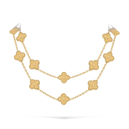 [KELA]CLASSIC 20-MOTIF LUCKY CLOVER LONG NECKLACE GOLD COLLECTION