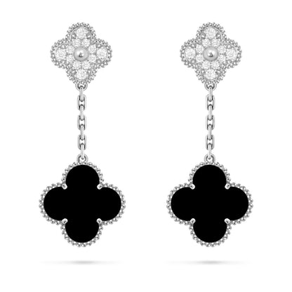 [KELA]CLOVER DUAL-MOTIF STATEMENT STUD EARRINGS - DOUBLE-CHARM COLLECTION