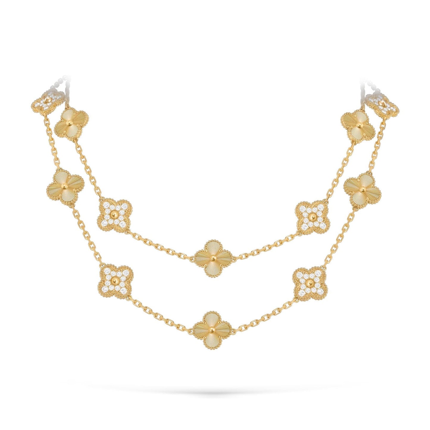[KELA]CLASSIC 20-MOTIF LUCKY CLOVER LONG NECKLACE GOLD COLLECTION