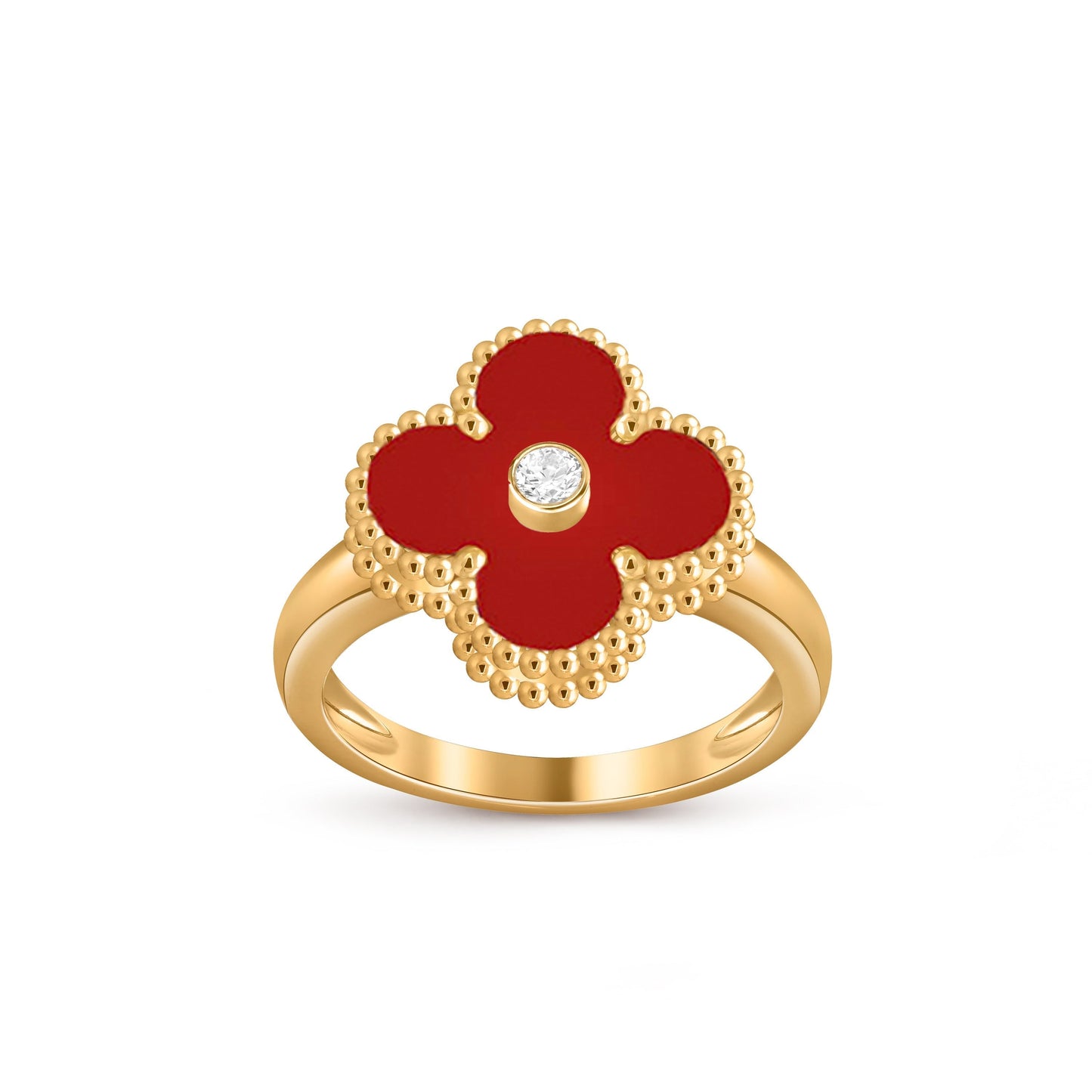 [KELA]LUCKY CLOVER DIAMOND-ACCENT GOLD RING COLLECTION