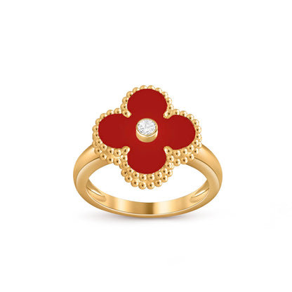 [KELA]LUCKY CLOVER DIAMOND-ACCENT GOLD RING COLLECTION