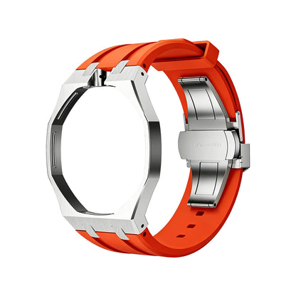 [KELA]OAK POP ORANGE-RED STEEL SILICONE STRAP