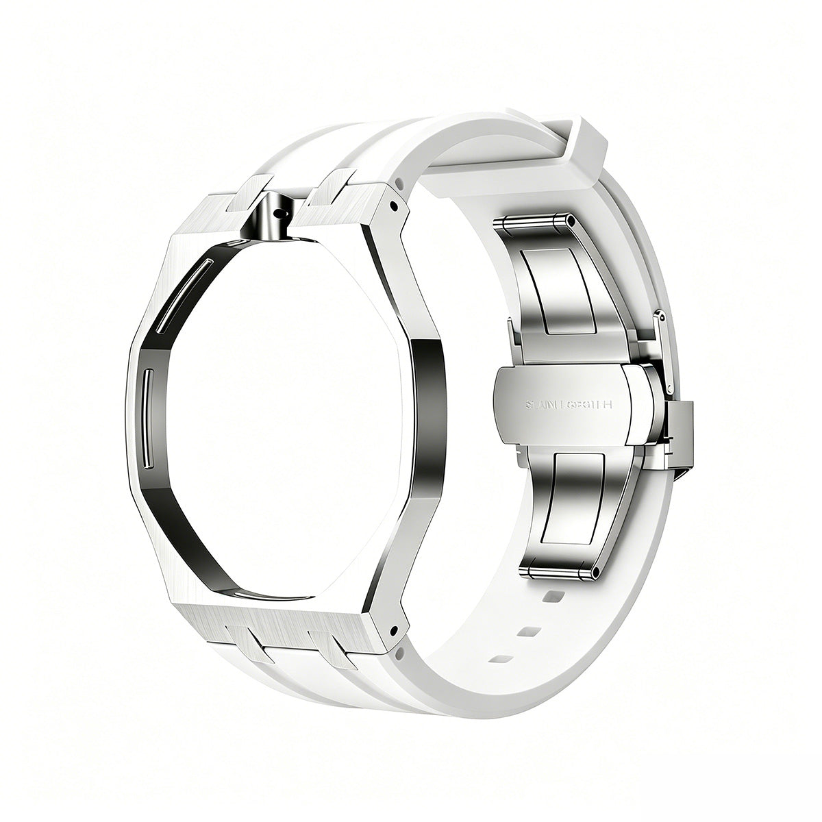 [KELA]OAK POP WHITE STEEL SILICONE STRAP
