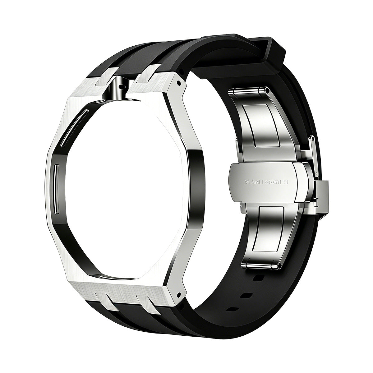 [KELA]OAK POP BLACK STEEL SILICONE STRAP