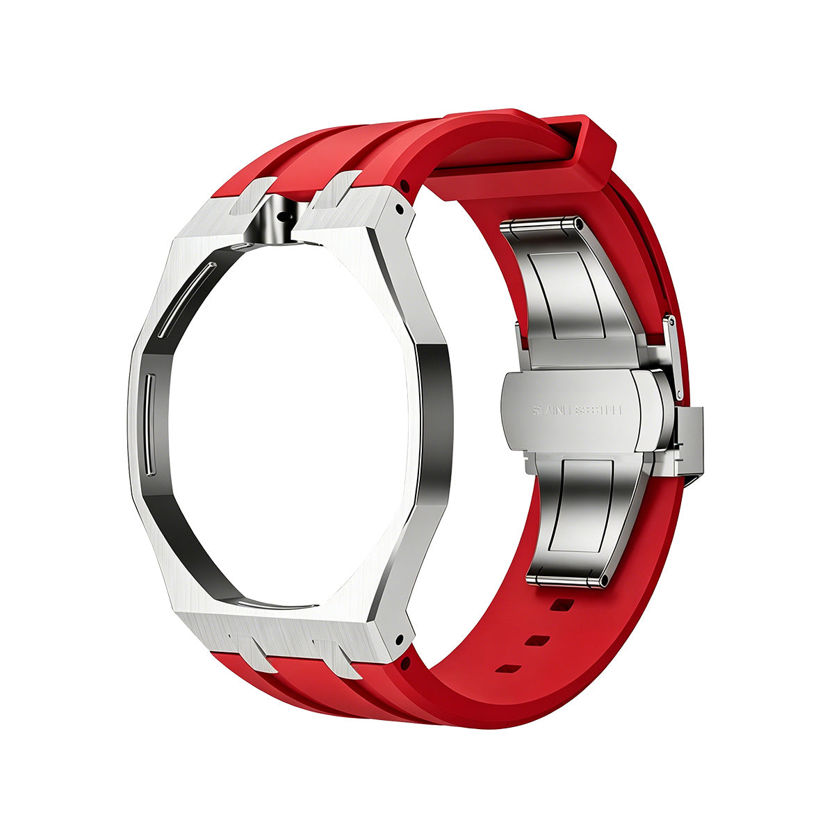 [KELA]OAK POP RED STEEL SILICONE STRAP