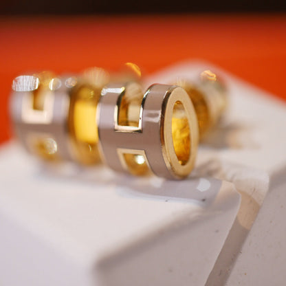 [KELA]MINI POP H GOLD EARRINGS GREY
