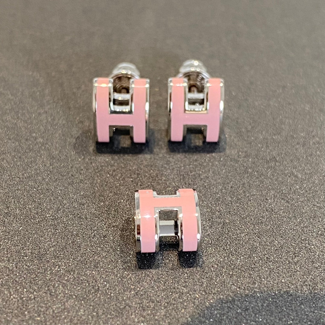 [KELA]MINI POP H SILVER EARRINGS PINK