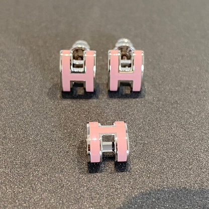 [KELA]MINI POP H SILVER EARRINGS PINK