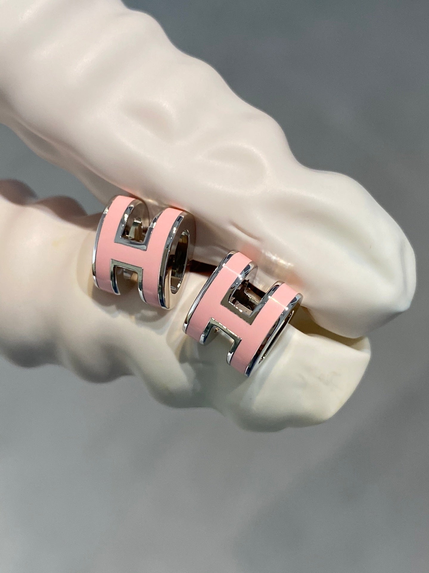 [KELA]MINI POP H SILVER EARRINGS PINK