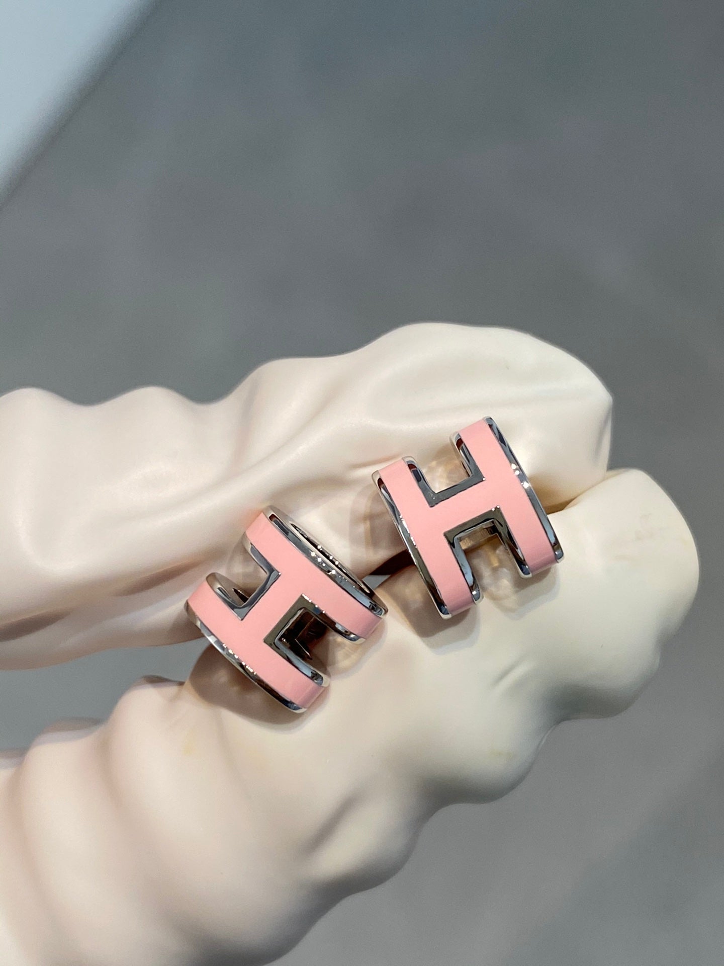 [KELA]MINI POP H SILVER EARRINGS PINK