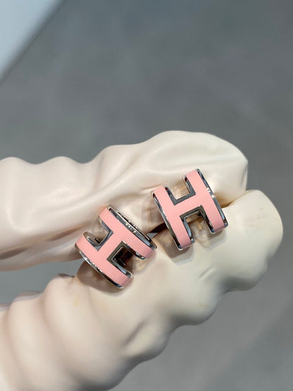 [KELA]MINI POP H SILVER EARRINGS PINK