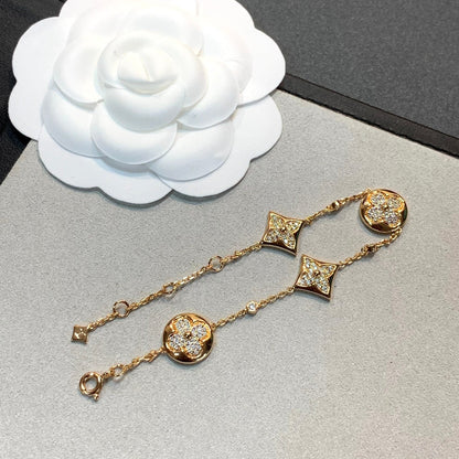 [KELA]STAR AND SUN 4 MOTIFS GOLD DIAMONDS BRACELET