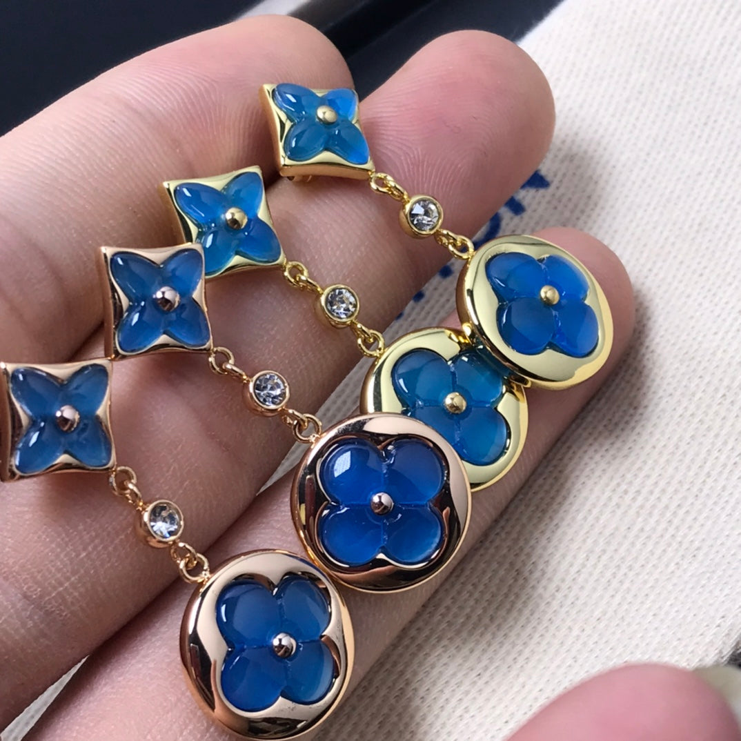 [KELA]STAR AND SUN AGATE DIAMOND EARRINGS