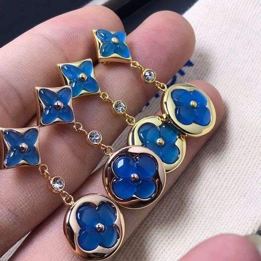 [KELA]STAR AND SUN AGATE DIAMOND EARRINGS