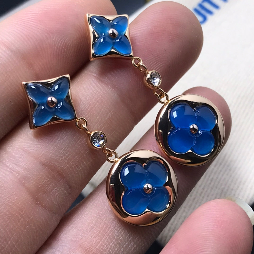 [KELA]STAR AND SUN AGATE DIAMOND EARRINGS