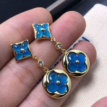 [KELA]STAR AND SUN AGATE DIAMOND EARRINGS