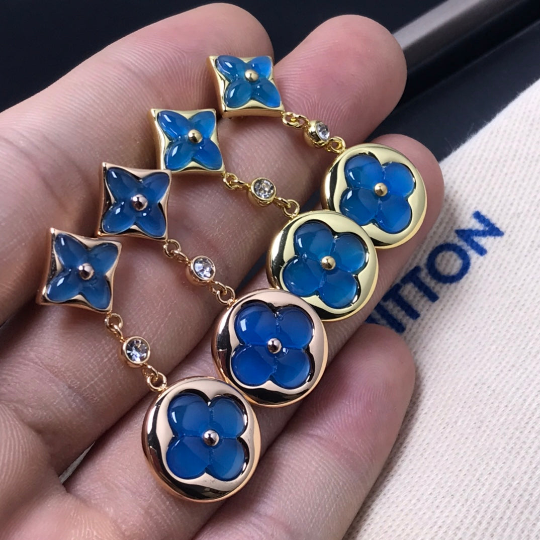 [KELA]STAR AND SUN AGATE DIAMOND EARRINGS
