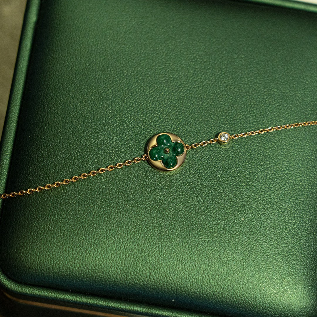 [KELA]SUN MALACHITE 1 DIAMOND ROSE GOLD BRACELET
