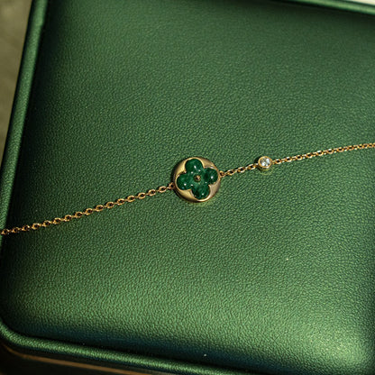 [KELA]SUN MALACHITE 1 DIAMOND ROSE GOLD BRACELET