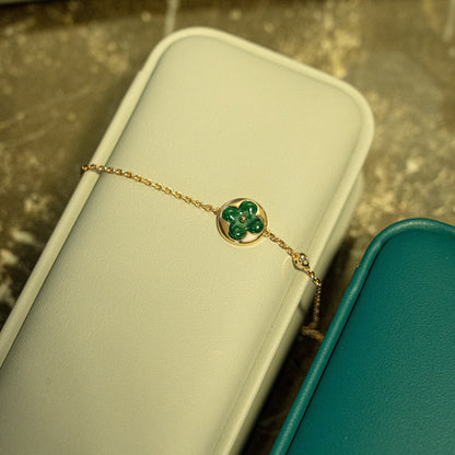[KELA]SUN MALACHITE 1 DIAMOND ROSE GOLD BRACELET