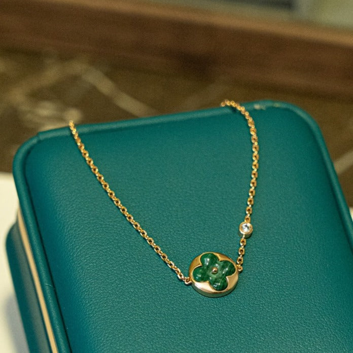 [KELA]SUN MALACHITE 1 DIAMOND ROSE GOLD BRACELET