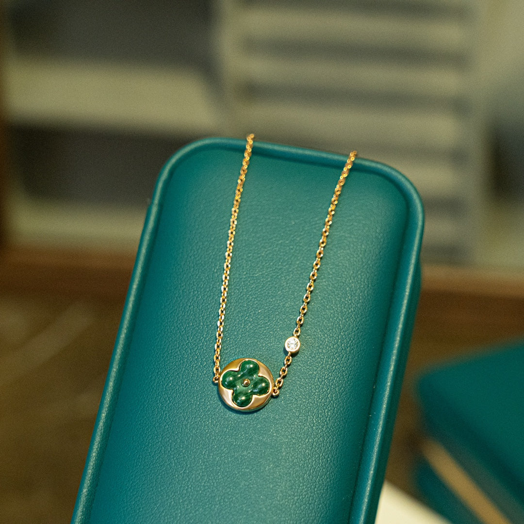 [KELA]SUN MALACHITE 1 DIAMOND ROSE GOLD BRACELET