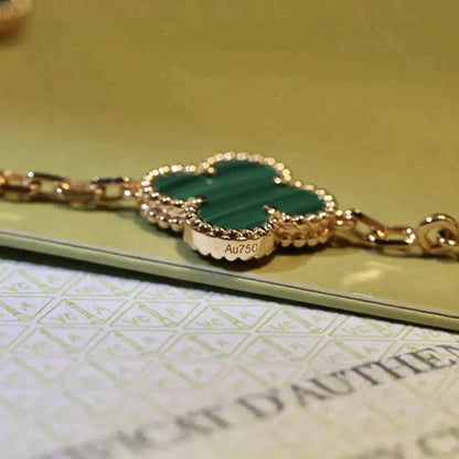 [KELA]LUCKY CLOVER 5-MOTIF BRACELET - MALACHITE COLLECTION