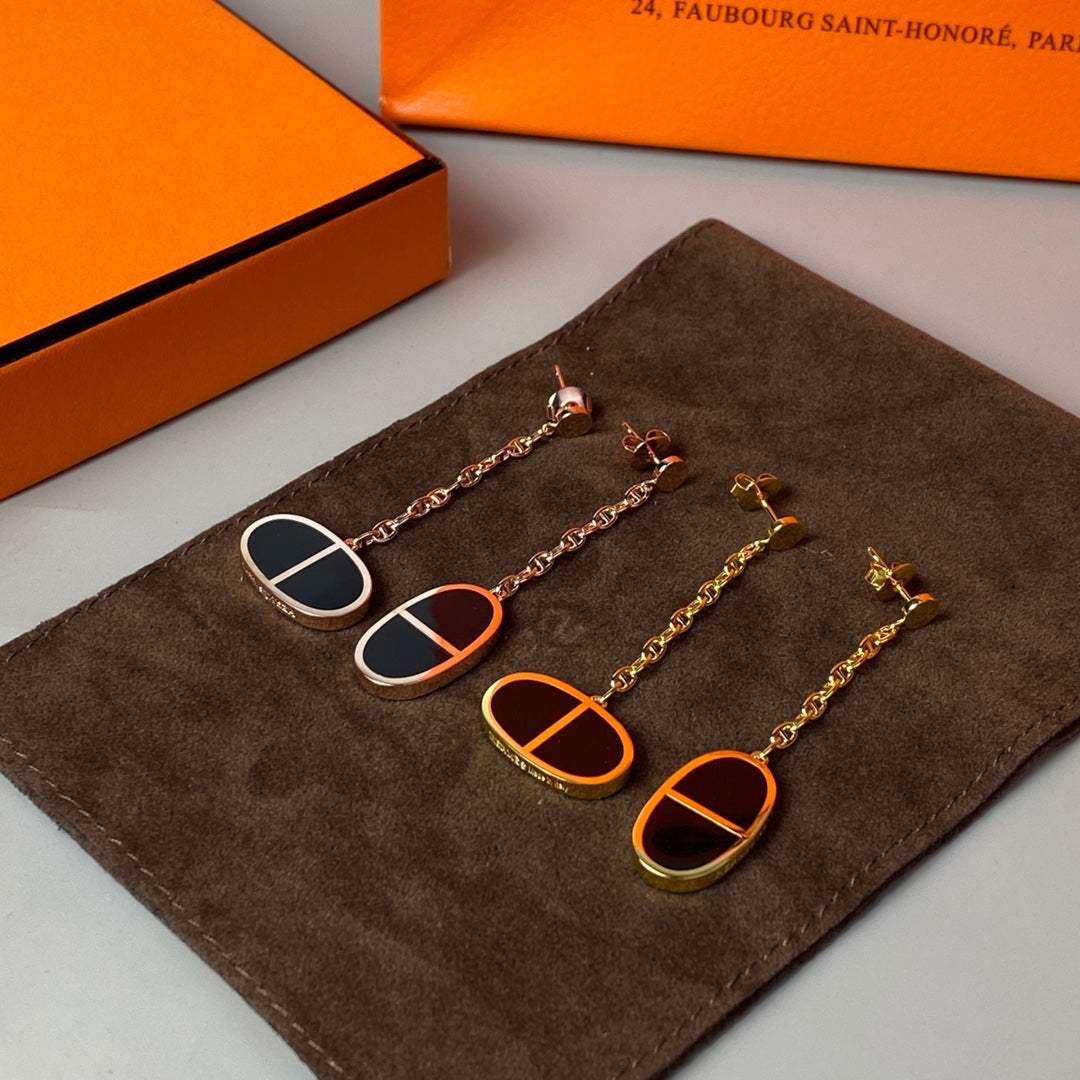 [KELA]CHAINE VERSO BLACK CERAMIC EARRINGS