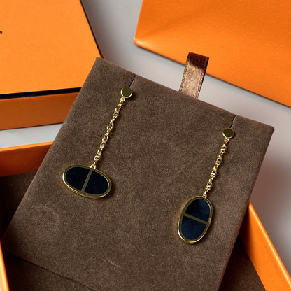 [KELA]CHAINE VERSO BLACK CERAMIC EARRINGS
