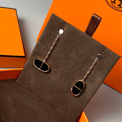 [KELA]CHAINE VERSO BLACK CERAMIC EARRINGS