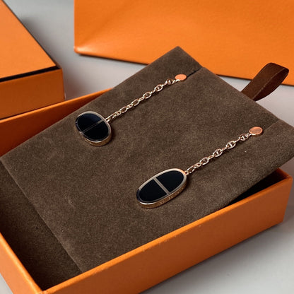 [KELA]CHAINE VERSO BLACK CERAMIC EARRINGS