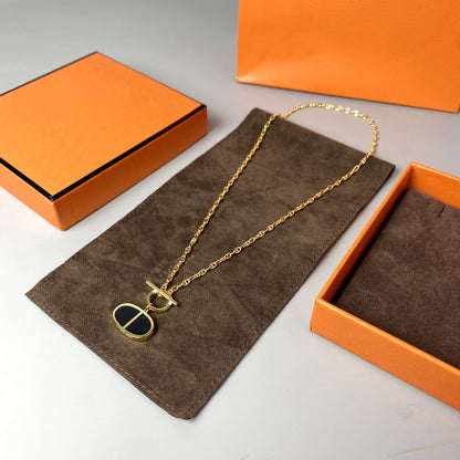 [KELA]CHAINE VERSO BLACK CERAMIC NECKLACE