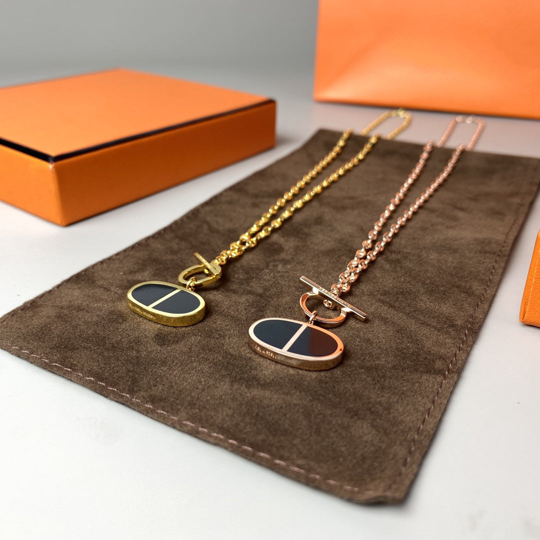 [KELA]CHAINE VERSO BLACK CERAMIC NECKLACE