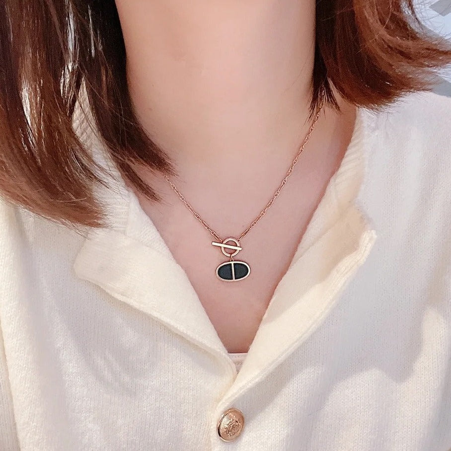 [KELA]CHAINE VERSO BLACK CERAMIC NECKLACE
