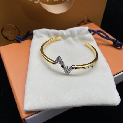 [KELA]VOLTE UPSITE DOWN DIAMOND GOLD OPEN BRACELET