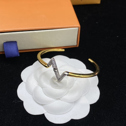 [KELA]VOLTE UPSITE DOWN DIAMOND GOLD OPEN BRACELET