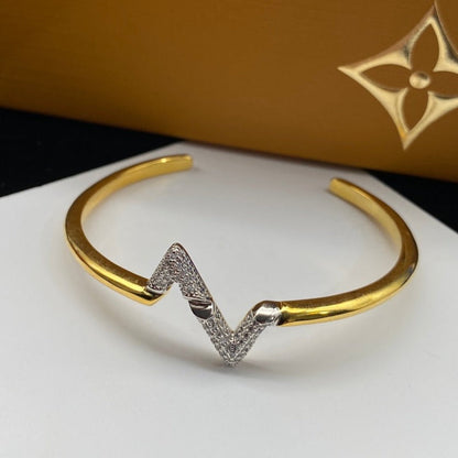[KELA]VOLTE UPSITE DOWN DIAMOND GOLD OPEN BRACELET